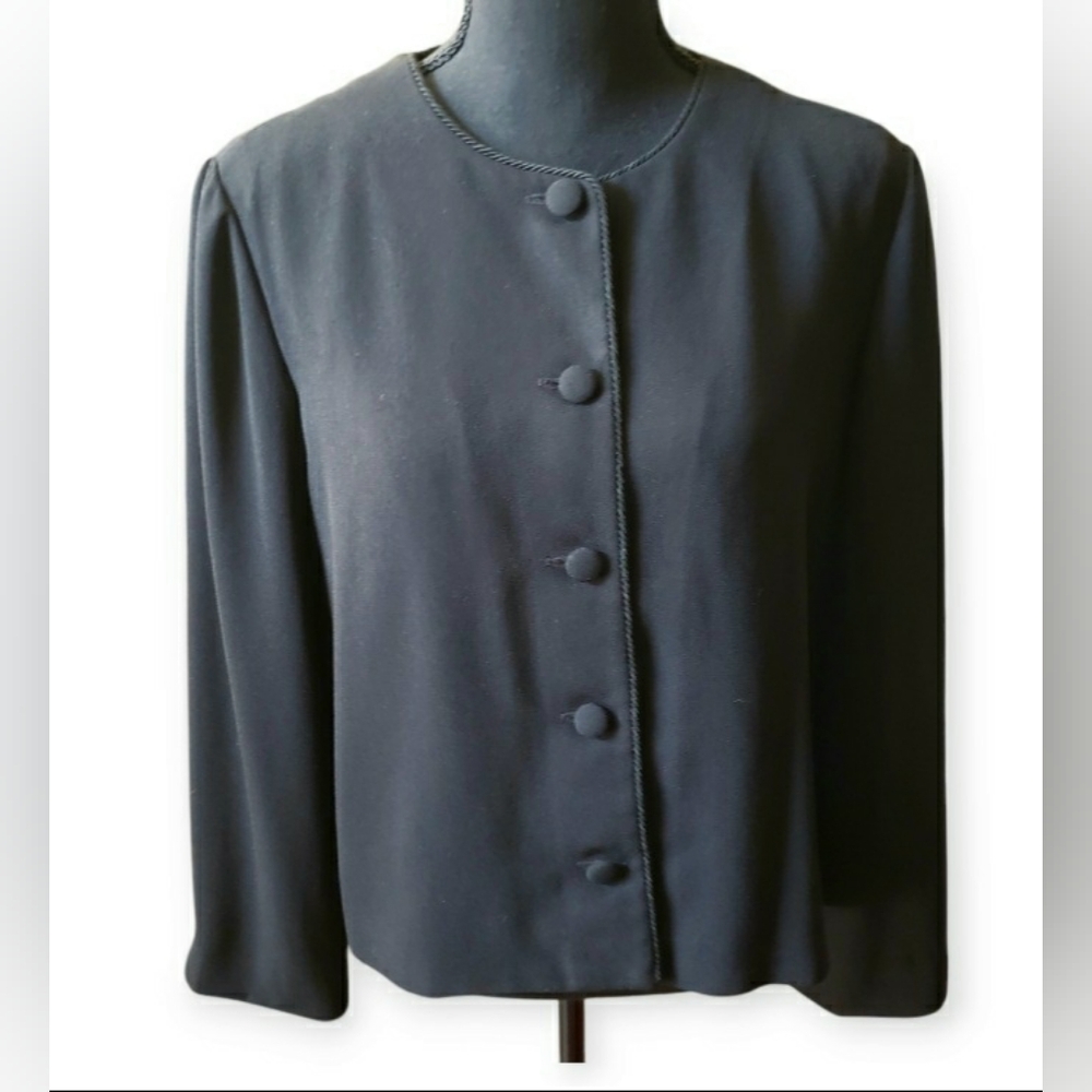 Talbots Petites Black Button Up Blazer EUC